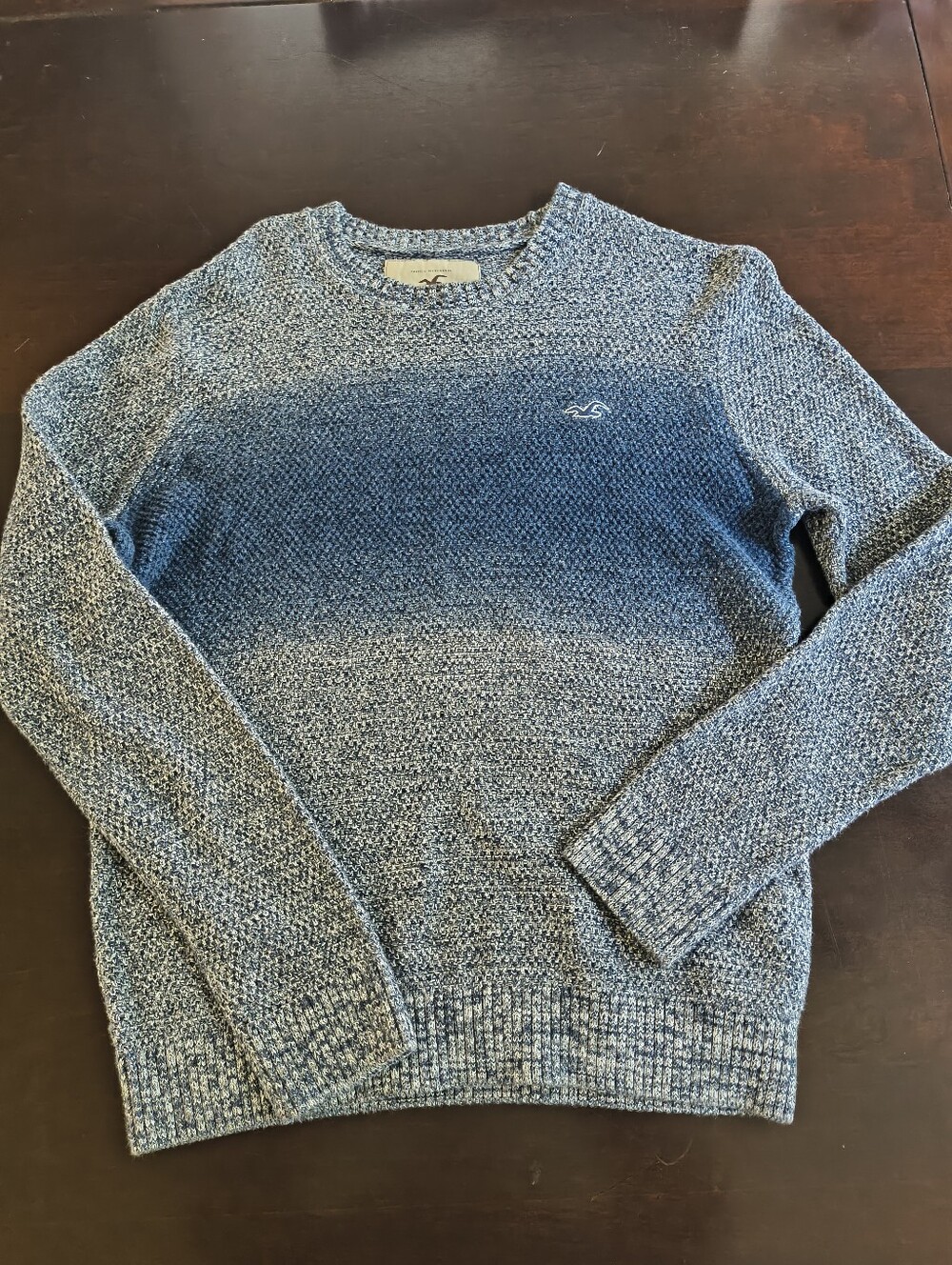 Hollister Men's Blue Ombre Crewneck Sweater